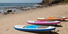Load image into Gallery viewer, Crew Axel Inflatable Stand Up Paddle Board (6” Thick) Non Slip SUP W Premium Backpack, 3 Fins, Floating Paddle, Pump, & Leash (10’ x 30” x 6”) Light Weight (17lb) Wide Stance Kids & Adults (Pink)
