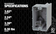 Load image into Gallery viewer, Southwire Madison Electric Products MSB1G One Gang Device Box with Depth Adjustable, Heavy Duty 42lb, Gray