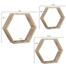 Load image into Gallery viewer, LIANTRAL Hexagon Floating Shelves, Wall Mounted Rustic Honeycomb Display Hanging Shelf for Living Room Bedroom