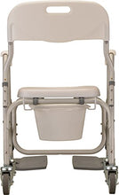 Load image into Gallery viewer, NOVA Medical Products Rolling Shower Commode Chair with Locking Wheels and Removable Footrests, Over The Toilet Wheeled Commode, White