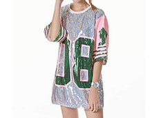 Load image into Gallery viewer, Cool Stage Sequin Top Graphic Number 08 Club Performance Clothing T-Shirt Costume Silver