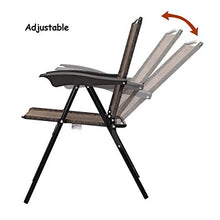 Load image into Gallery viewer, Giantex Set of 4 Patio Folding Chairs, Adjustable Sling Back Chairs with Armrest, Patio Dining Chairs Portable for Camping Garden Pool Beach, Deck Lounge Chairs (Brown)