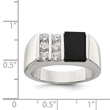 Load image into Gallery viewer, 925 Sterling Silver Mens Cubic Zirconia Cz Black Onyx Band Ring Size 10.00 Man Fine Jewelry For Dad Mens Gifts For Him