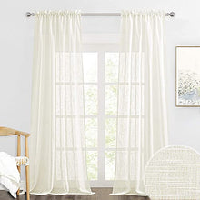 Load image into Gallery viewer, RYB HOME Curtains for Living Room - Linen Texture Sheer Curtains Half Translucent Privacy Curtains for Patio Sliding Glass Door Bedroom Dining, Natural, 52 x 95 inches, 2 Panels
