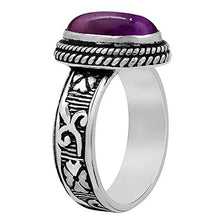 Load image into Gallery viewer, Amethyst Ring Size 8 925 Silver Overlay Vintage Style Handmade Solitaire Ring