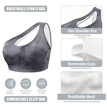 Load image into Gallery viewer, OUYISHANG One Shoulder Sports Bra,Yoga Bra,Workout Bras for Women,Running Sports Bras for Women,Tie Dye BrasY023-grey tie dye-S