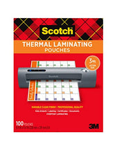 Load image into Gallery viewer, Scotch Thermal Laminating Pouches, 100 Pack Laminating Sheets, 3 Mil, 8.9 x 11.4 Inches, Education Supplies & Craft Supplies, For Use With Thermal Laminators, Letter Size Sheets (TP3854-100)