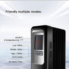 Load image into Gallery viewer, Space Heater, KopBeau 1500W Oil Filled Radiator Electric Heater with Digital Thermostat, 24 Hrs Timer & Remote, Portable Heater for Full Room Indoor