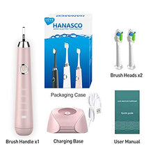 Load image into Gallery viewer, Hanasco Sonic Electric Toothbrush Rechargeable for Adults, 4 Modes with Build in 2 Mins Timer, 3 Brush Heads Included, Whitening Clean 4 Hours Charge for 30 Days Use, Soft Bristles, 38,000 VPM Pink