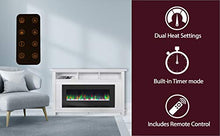 Load image into Gallery viewer, CAMBRIDGE San Jose 58 in. Freestanding Electric Heater TV Stand 50 in. Multi-Color Insert and LED Crystal Rock Display, CAM5735-1WHT Fireplace, White/Black