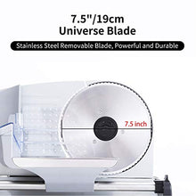 Load image into Gallery viewer, Meat Slicer Electric Deli Food Slicer with Child Lock Protection, Removable 7.5’’ Stainless Steel Blade and Food Carriage, Adjustable Thickness Food Slicer Machine for Meat, Cheese, Bread(150W)