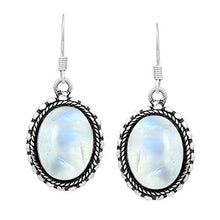 Load image into Gallery viewer, Natural Moonstone Earrings 925 Silver Overlay handmade Boho Style Dangle Earrings