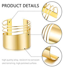 Load image into Gallery viewer, CASSIECA 4 Pcs Cuff Bangle Bracelet Set for Women Smooth Open Wide Wire Grooved Bracelets Adjustable Gold Sliver-Tone Plated Fashion Jewelry