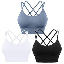 Load image into Gallery viewer, Evercute Cross Back Sport Bras Padded Strappy Criss Cross Cropped Bras for Yoga Workout Fitness Low Impact