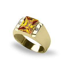 Load image into Gallery viewer, Blake's 10K Solid Yellow Gold Ring for Men with Baguette-Shape Citrine and 2 Diamond Accents, Men Fine Jewelry for Dad Men Gifts for Him, Men’s Jewelry (Size 5-15)