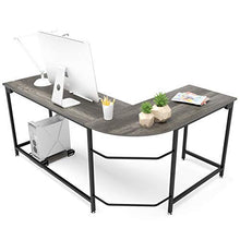 Load image into Gallery viewer, Teraves Modern L-Shaped Desk Corner Computer Desk Home Office Study Workstation Wood & Steel PC Laptop Gaming Table (Small, Black Oak)