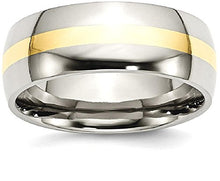 Load image into Gallery viewer, ICE CARATS Titanium 14k Yellow Inlay 8mm Wedding Ring Band Size 11.50 Precious Metal Fine Jewelry for Women Gifts for Her