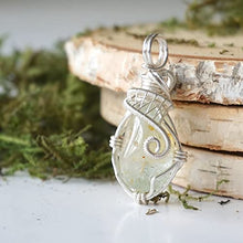 Load image into Gallery viewer, Raw Topaz Necklace - Light Blue Topaz Pendant - November Birthstone Jewelry - Silver Necklace - 24 Inch Silver Chain - Gift for Women - Gift Box