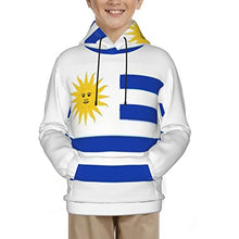 Load image into Gallery viewer, Uruguay Flag Print Hoodies Kids 3D Print Sweatshirts Long Sleeve Pullover Hoodies with Pocket for Teen Boys and Girls Black