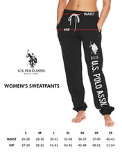 Load image into Gallery viewer, U.S. Polo Assn. Essentials Black Womens Sweatpants with Pockets - French Terry Jogger Sweats (Black, Medium)