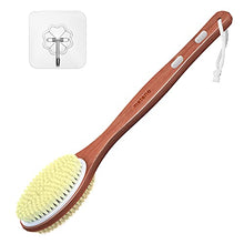 Load image into Gallery viewer, Metene Shower Brush with Upgrade 17-inch Rosewood Handle, Double-Sided Body Brush with Stiff and Soft Natural Bristles for Wet or Dry Brushing, Back Scrubber for Gentle Exfoliating and Clean Easily