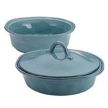 Load image into Gallery viewer, Rachael Ray Cucina Casserole Dish Set with Lid, 3 Piece, Agave Blue