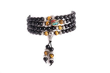 Load image into Gallery viewer, Om Shanti Crafts Mala Beads Stretch Bracelet Black Obsidian & Yellow Tiger Stone, Buddhist Prayer Beads, Yoga Bracelets, Wear for Daily Meditation & Spiritual Growth, 6mm Meditation Beads, Unisex