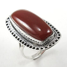 Load image into Gallery viewer, 925 Sterling Silver Ring For Women, Natural Red Onyx Ring, Silver Boho Ring, Bezel Set Baguette Red Gemstone Hypoallergenic Bohemian Ring Christmas Gift