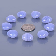 Load image into Gallery viewer, Natural Blue Lace Agate Gemstone Healing Crystal 0.8 Inch Mini Puffy Heart Pocket Stone Iron Gift Box (Pack of 10)