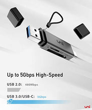 Load image into Gallery viewer, SD Card Reader, uni USB C Memory Card Reader Adapter USB 3.0, Supports SD/Micro SD/SDHC/SDXC/MMC, Compatible for MacBook Pro, MacBook Air, iPad Pro 2018, Galaxy S20, Huawei Mate 30, and More