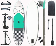 Load image into Gallery viewer, Aqua Plus 10ft6inx33inx6in Inflatable SUP for All Skill Levels Stand Up Paddle Board, Adjustable Paddle,Double Action Pump,ISUP Backpack, Leash, Shoulder Strap,Youth,Adult Inflatable Paddle Board
