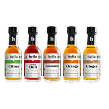 Load image into Gallery viewer, Hella Cocktail Co. | 5-Pack Bitters Bar Set, 8.5 Fl Oz Total | Craft Aromatic, Orange, Ginger, Citrus, & Smoked Chili Cocktail Bitters made with Real Fruit Peel & Whole Spices