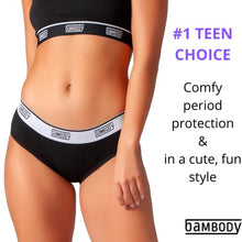 Load image into Gallery viewer, Absorbent Hipster: Sporty Period Panties | Protective Active Wear Underwear (MEDIUM, SINGLE PACK (BLACK))
