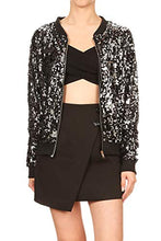 Load image into Gallery viewer, Anna-Kaci Womens Gradient Tiered Multi Colored Sequin Front Zip Jacket with Ribbed Cuffs, Silver and Red, Small
