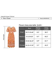 Load image into Gallery viewer, Arach&Cloz Women's Boho Tie Neck Printed Short Sleeve Floral Summer Loose Tassels Casual Midi Dress with Pockets (Floral01,S)