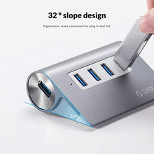 Load image into Gallery viewer, ORICO 4 Port USB 3.0 Unibody Aluminum Portable Data Hub with 3.3ft Extension Cable for MacBook Pro/Mini, iMac, XPS, Surface Pro, Notebook PC, USB Flash Drives, Mobile HDD - Space Gray