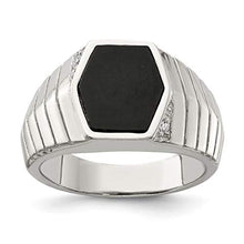 Load image into Gallery viewer, 925 Sterling Silver Mens Cubic Zirconia Cz Black Onyx Band Ring Size 11.00 Man Fine Jewelry For Dad Mens Gifts For Him