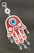 Load image into Gallery viewer, Betterdecor Red Hamsa Evil Eye Protection Almulet Hanging Decoration (with a Pouch)