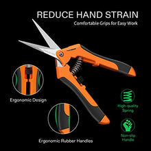 Load image into Gallery viewer, VIVOSUN 6.5 Inch Gardening Scissors Hand Pruner Pruning Shear with Straight Stainless Steel Blades Orange 1-Pack