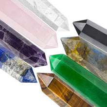 Load image into Gallery viewer, 8 Pcs Healing Crystal Wand Set, 2.2" Hexagonal Faceted Crystal Tower Gemstones Wands Kit, Natural Rose Quartz, Amethyst, Obsidian, Tiger Eye, Lapis Lazuli for Reiki Chakra Heal, Meditation, Yoga