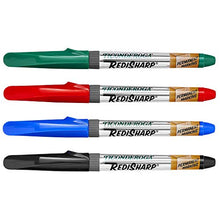 Load image into Gallery viewer, TICONDEROGA RediSharp Permanent Markers, Fine Point, Set of 4 Markers, Red, Black, Green and Blue (97240)