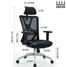 Load image into Gallery viewer, Ticova Ergonomic Office Chair - High Back Desk Chair with Adjustable Lumbar Support & Thick Seat Cushion - 140°Reclining & Rocking Mesh Computer Chair with Adjustable Headrest, Armrest