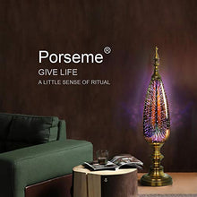 Load image into Gallery viewer, Porseme Decorative Turkish Arabian Table Lamp with Handmade 3D Effect Glass and Bronze Base for Bedroom, Bedside, Living Room, Office