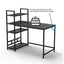 Load image into Gallery viewer, 55 inch Computer Desk with 4-Tier Storage Shelves, Office Work Desk for Small Spaces, Student Kid Writing Study Desk, Industry Modern Table for Bedroom, Home, Office