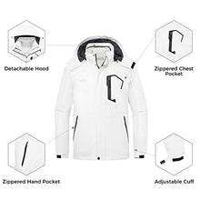 Load image into Gallery viewer, Wantdo Men's Waterproof 3-in-1 Ski Jacket Warm Winter Coats Hooded Snow Coat White 2XL