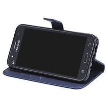 Load image into Gallery viewer, Leather Wallet Phone Case for Samsung Galaxy J3 V/J 3 2016/J36V/Sky/Express Prime/Amp Prime with Credit Card Holder Slot Kickstand Cover and Cell Accessories Glaxay Sol J3V J36 J320V J320A Cases Blue