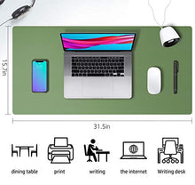 Load image into Gallery viewer, Leather Desk Pad Protector,Mouse Pad,Office Desk Mat, Non-Slip PU Leather Desk Blotter,Laptop Desk Pad,Waterproof Desk Writing Pad for Office and Home (31.5" x 15.7",Olive Green)