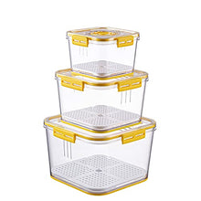 Load image into Gallery viewer, Refrigerator Organizer Bins Food Storage Containers Set Produce Saver Stackable Fridge Storage Food Container with Removable Drain Tray for Produce, Fruits, Vegetables, Meat and Fish (Yellow)