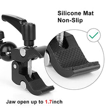 Load image into Gallery viewer, iTODOS Cell Phone Holder Mount Clip for Golf Cart,Wheelchair Walker,Stroller,Spin Bike, Table, Clamp Fits iPhone,Galaxy, Nexus,Most Phones and GPS up to 4" Wide,Aluminum Alloy Material