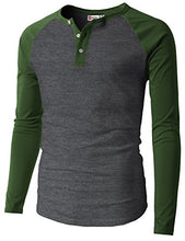 Load image into Gallery viewer, H2H Mens Casual Slim Fit Raglan Baseball Three-Quarter Sleeve Henley T-Shirts Sky US L/Asia XL (CMTTS0229)